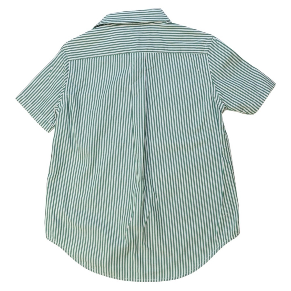 Ralph Lauren Kids Green and White Striped Button Down Shirt Size 4T - Picture 2 of 2